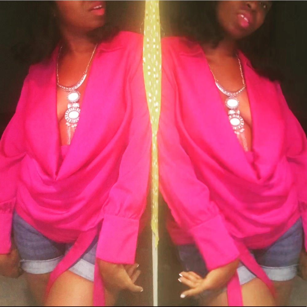 Fashion Nova magenta collard blouse